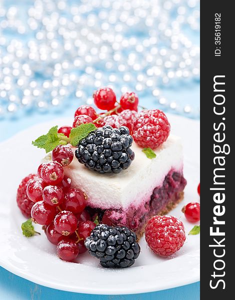 Dessert - A Piece Of Cake With Fresh Berries