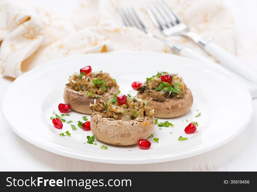 Stuffed Mushrooms With Herbs And Pomegranate