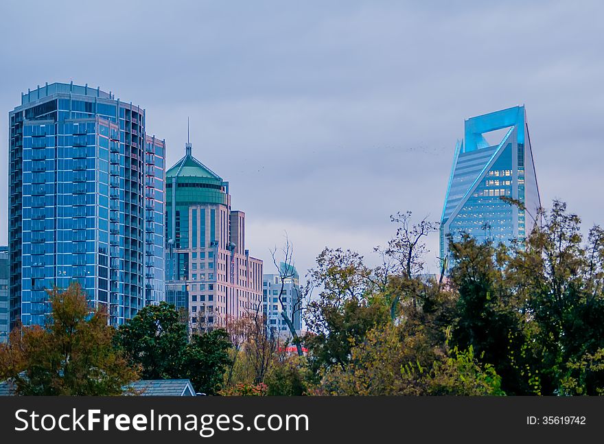 Charlotte city skyline at night