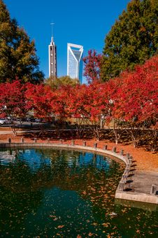 Charlotte City Skyline Autumn Season Stock Photo Charlotte City Skyline Autumn Season Stock Photo