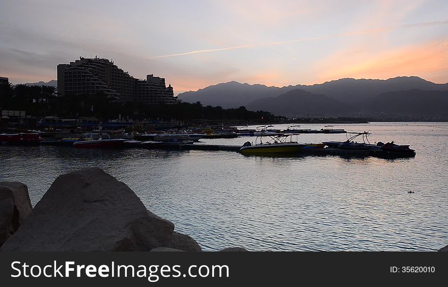 View On The Gulf Of Eilat At Dawn