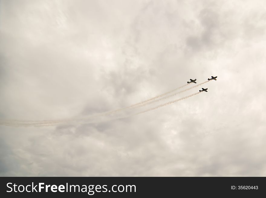 Action in the sky during an airshow