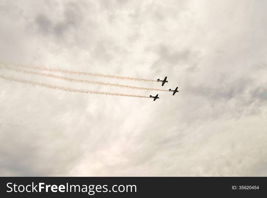 Monroe, NC - Nov 9 2013 - action in the sky during an airshow-warbirds over monroe