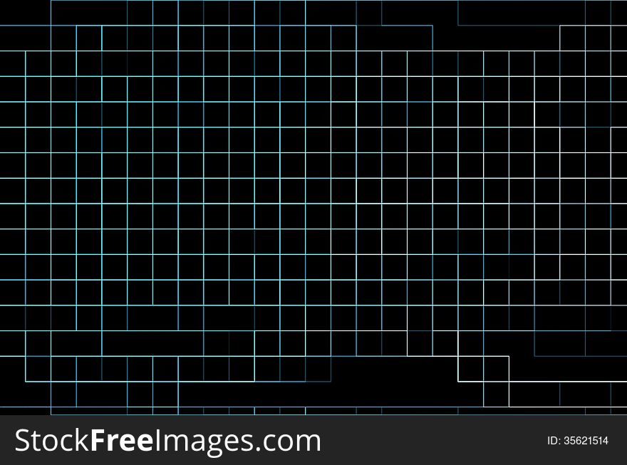 Neon Grid On Black Background