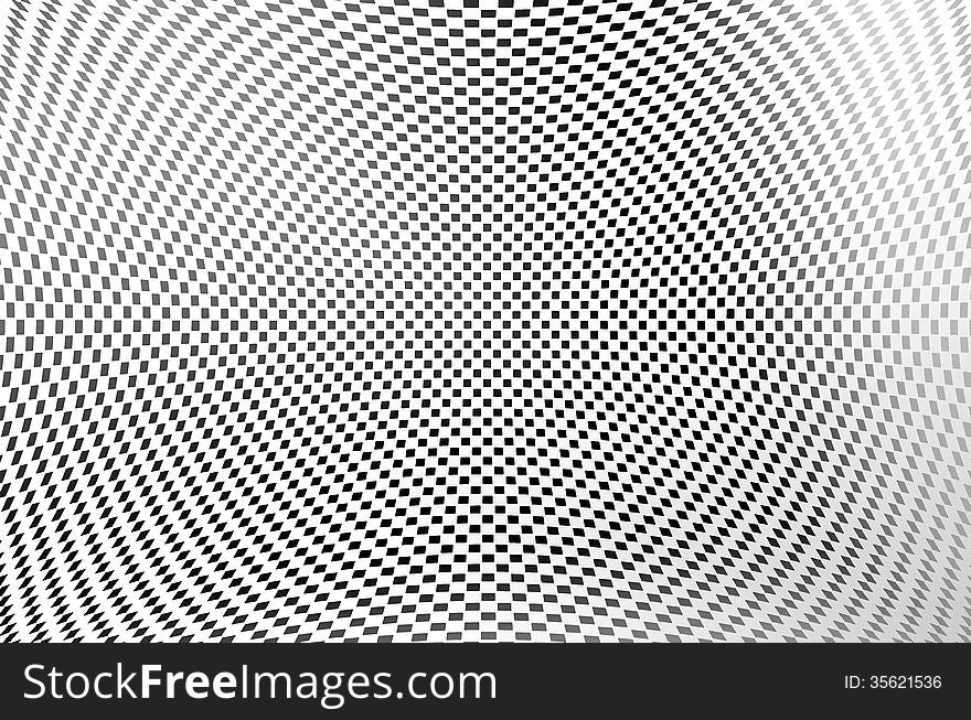 Abstract black and white background with black squares array in a concave shape