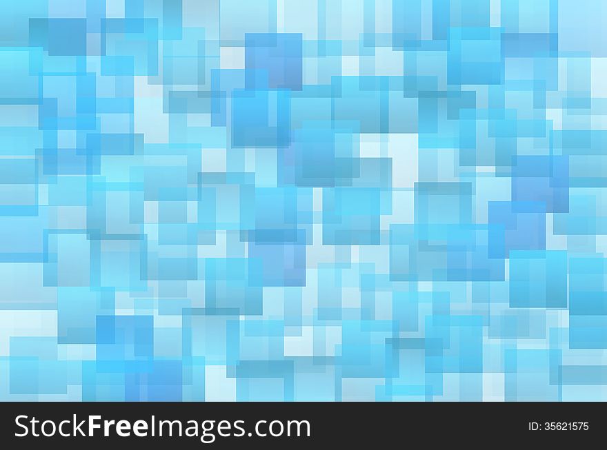 Abstract blue shades squares against a white background
