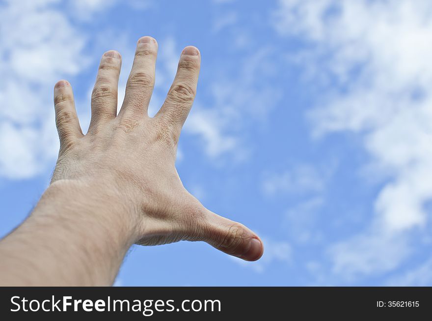 Hand Stretched To The Blue Sky