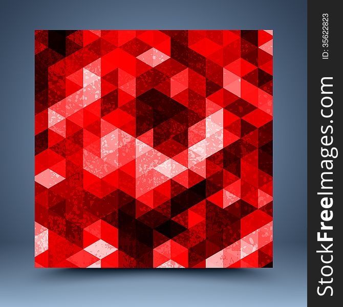 Red geometric abstract background for website, banner, business card, invitation, postcard