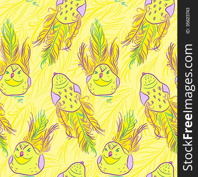 Seamless pattern with yellow bird. Seamless pattern with yellow bird