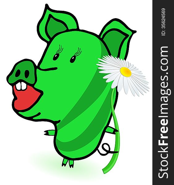 Graphic illustration of Green Piggie