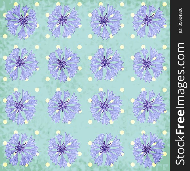 Vector Seamless Pattern With Cornflower