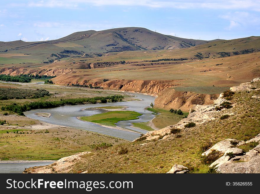 Kura (Mtkvari) is a river in the Caucasus Mountains. Starting in northeastern Turkey, it flows through Turkey to Georgia, then to Azerbaijan, where it receives the Aras River as a right tributary, and enters the Caspian Sea. Kura (Mtkvari) is a river in the Caucasus Mountains. Starting in northeastern Turkey, it flows through Turkey to Georgia, then to Azerbaijan, where it receives the Aras River as a right tributary, and enters the Caspian Sea.