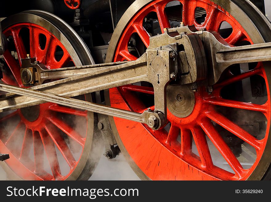 Detail of the wheels of old steam locomotive. Detail of the wheels of old steam locomotive