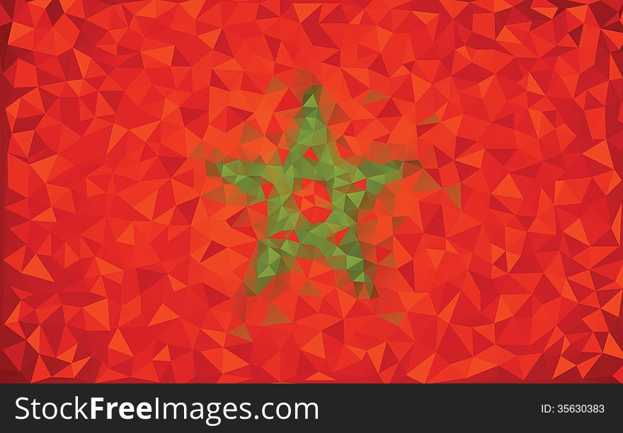 Flag Morocco grunge mosaic geometric pattern banner triangle vector.