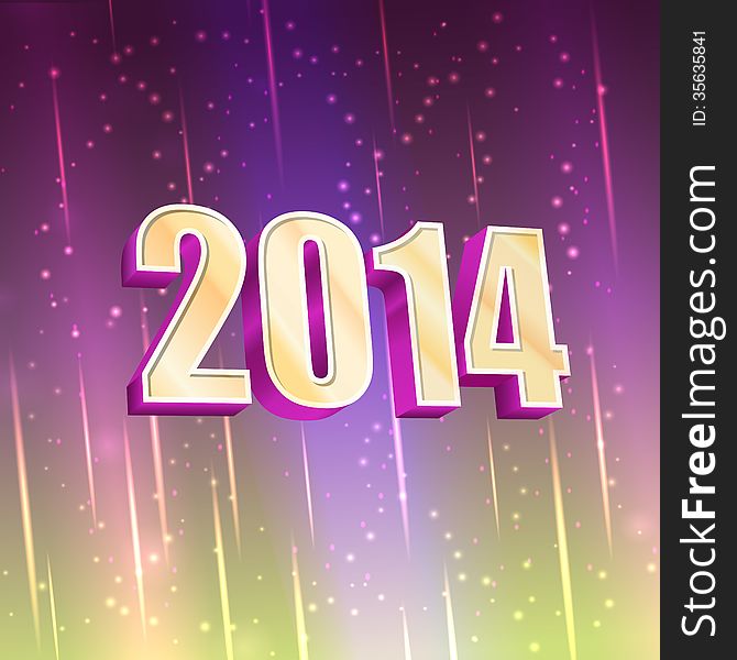 2014 New Year greeting card with numerals and glowing light for your design. 2014 New Year greeting card with numerals and glowing light for your design