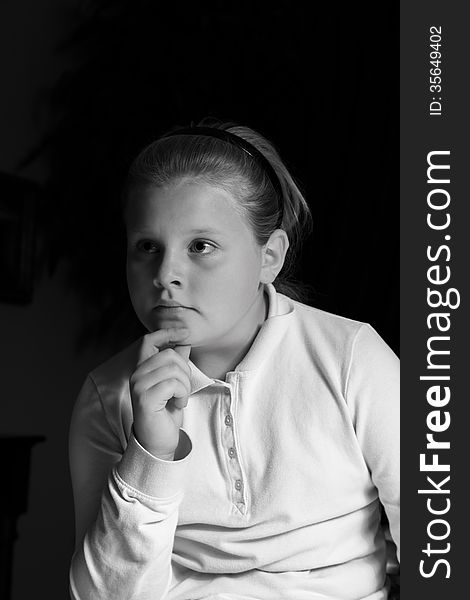 Portrait of young girl in black and white. Portrait of young girl in black and white