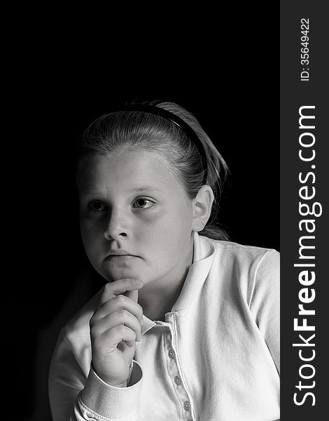 Portrait of young girl in black and white. Portrait of young girl in black and white