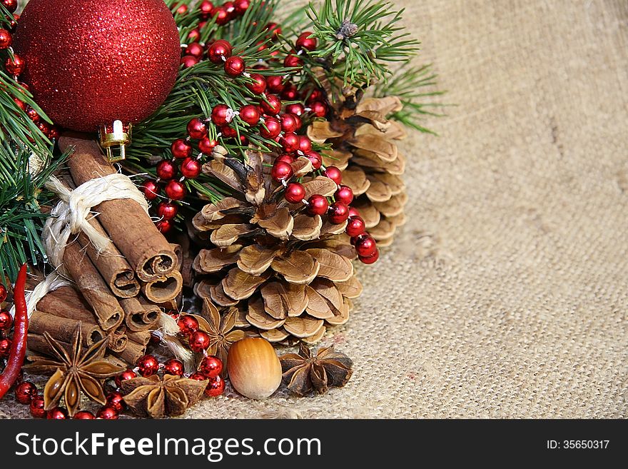 Christmas anice star and red pine