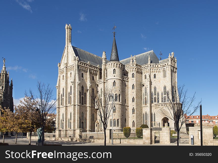 View of episcopal palace in Astorga, Leon, Spain. View of episcopal palace in Astorga, Leon, Spain.