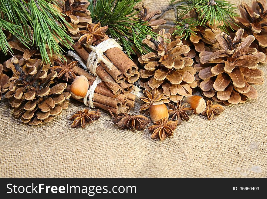 Christmas anice star and pine cone