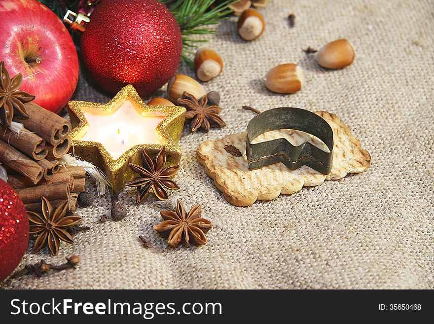 Christmas star and pine cone