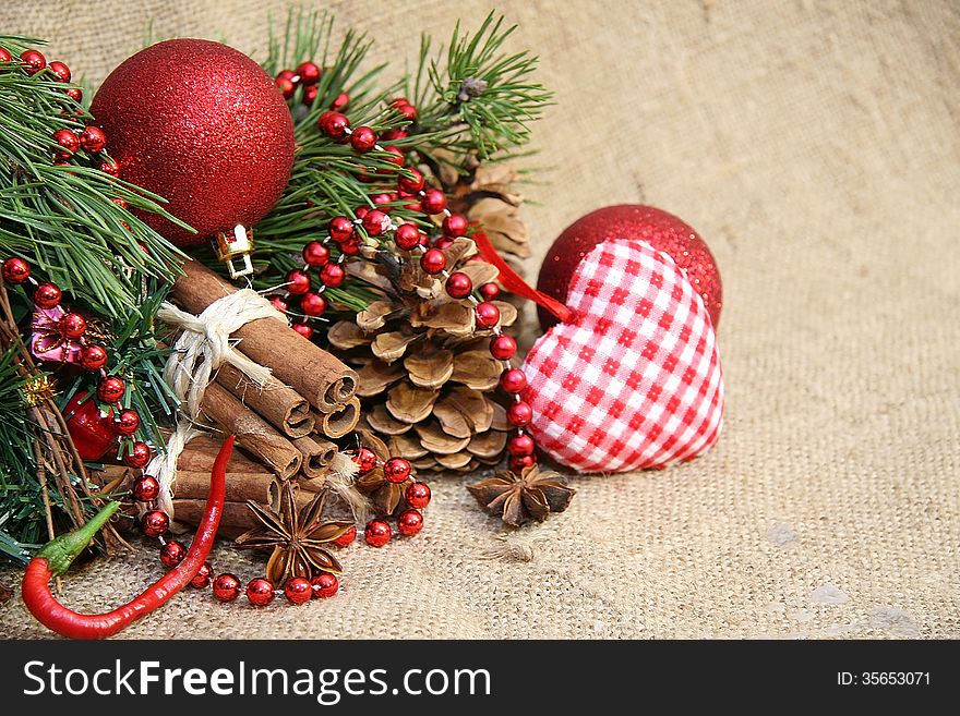 Christmas and New Year decoration background. Christmas and New Year decoration background