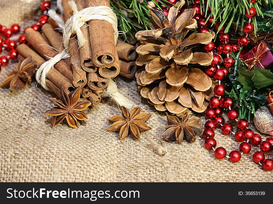 Christmas and New Year decoration background. Christmas and New Year decoration background