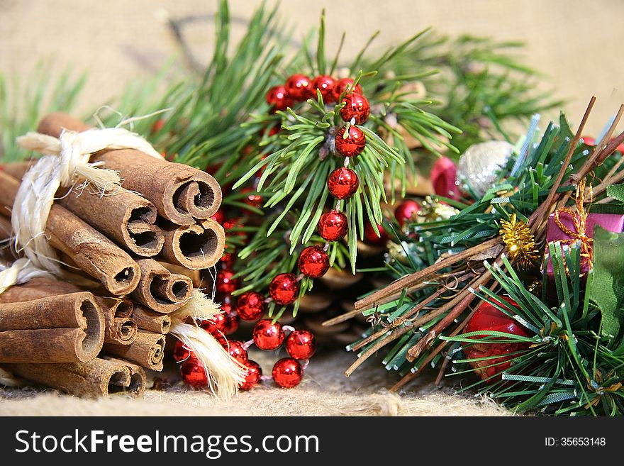 Christmas and New Year decoration background. Christmas and New Year decoration background