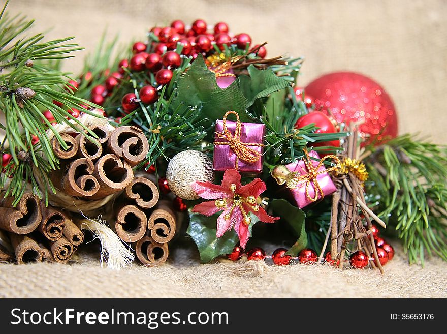 Christmas and New Year decoration background. Christmas and New Year decoration background