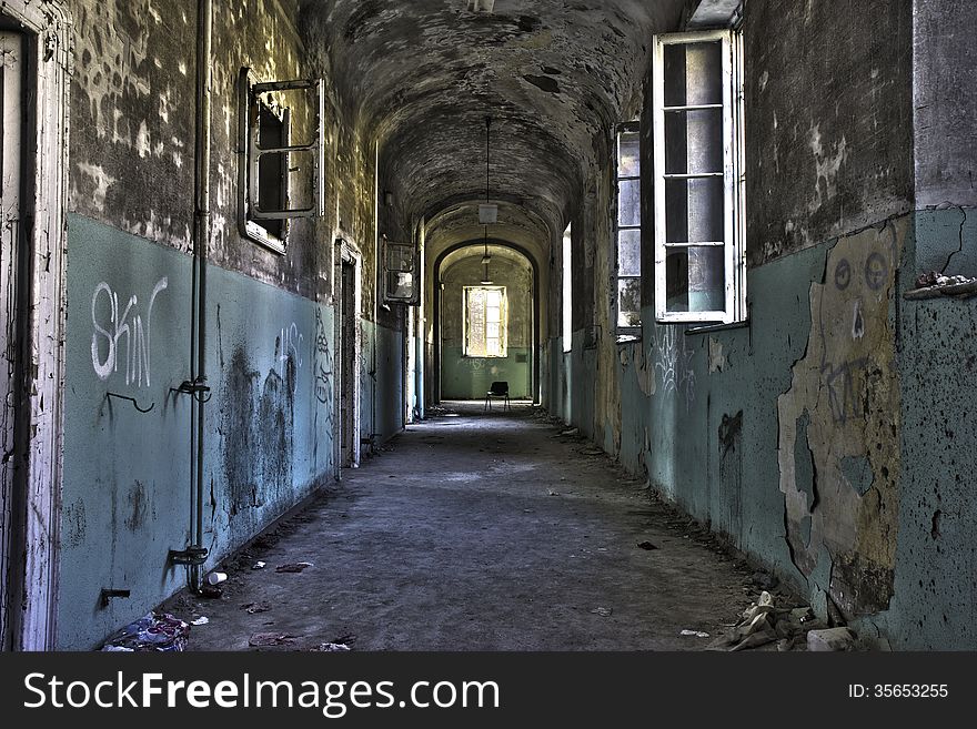 Abandoned psychiatric institute of Mombello-Limbiate, in HDR. Abandoned psychiatric institute of Mombello-Limbiate, in HDR