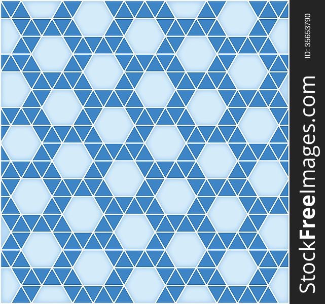 Abstract mosaic background. Blue hexagons and triangles. File without gradients, effects and transperency. Abstract mosaic background. Blue hexagons and triangles. File without gradients, effects and transperency