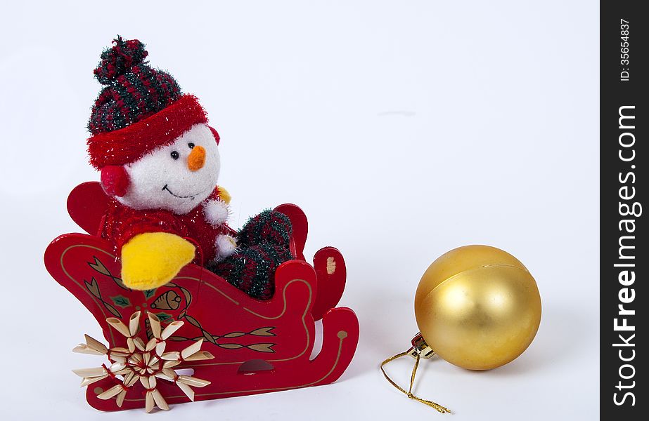 Christmas decoration with snowman on whight background