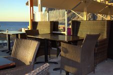 Beach Cafe Kamari Santorini Stock Photos Beach Cafe Kamari Santorini Stock Photos