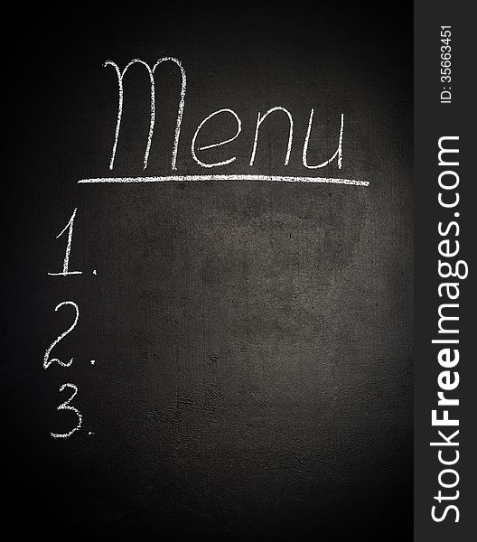 Menu Is Written In Chalk On  Blackboard