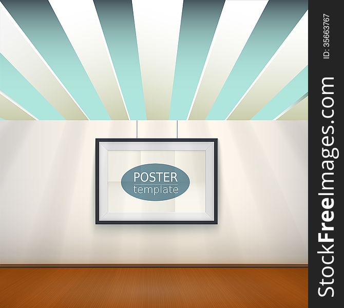 Poster template with frame on a wall, vector. Easy to edit, for your design. Poster template with frame on a wall, vector. Easy to edit, for your design.