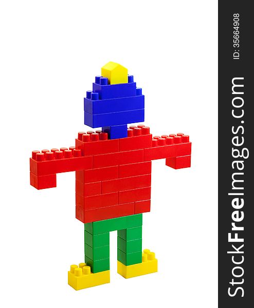 Toy Man Of Colored Blocks Closeup