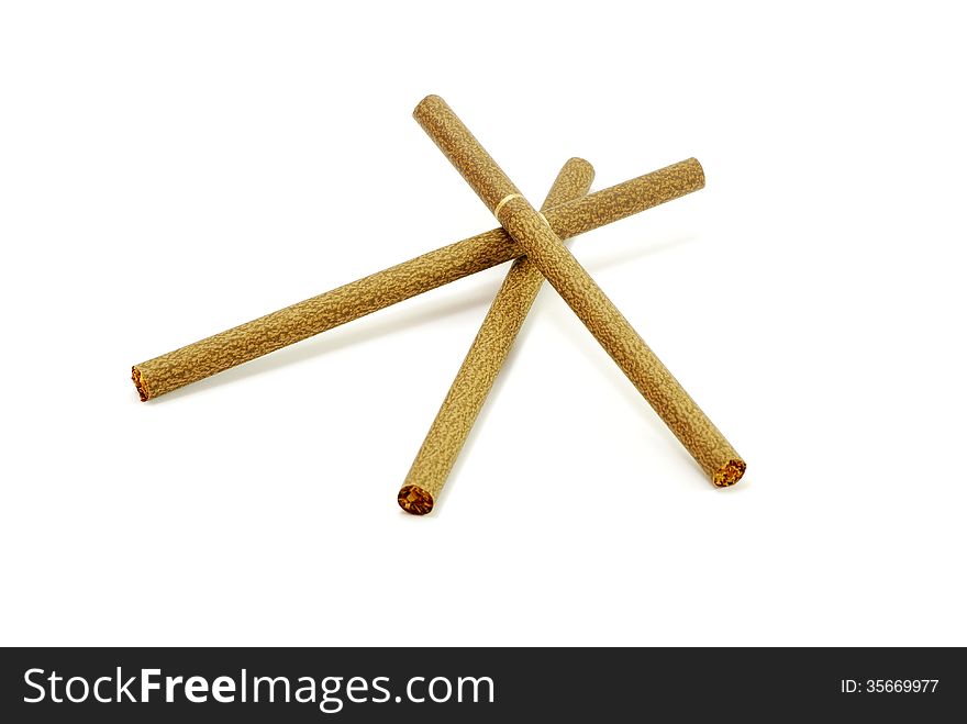 Brown cigarettes isolated on white