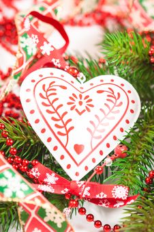 Christmas Decorations On A Tree Royalty Free Stock Photo Christmas Decorations On A Tree Royalty Free Stock Photo