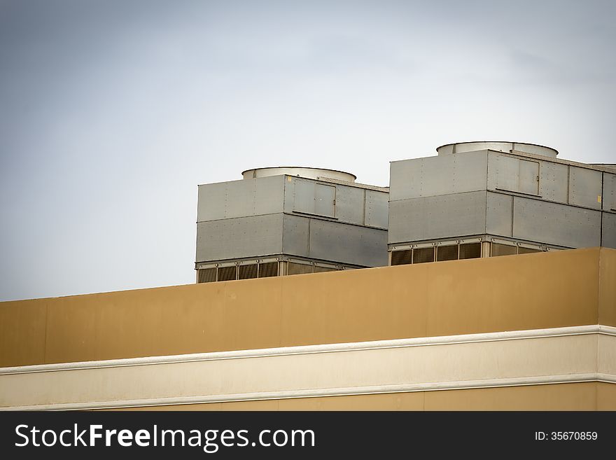 Water tanks on top of a building