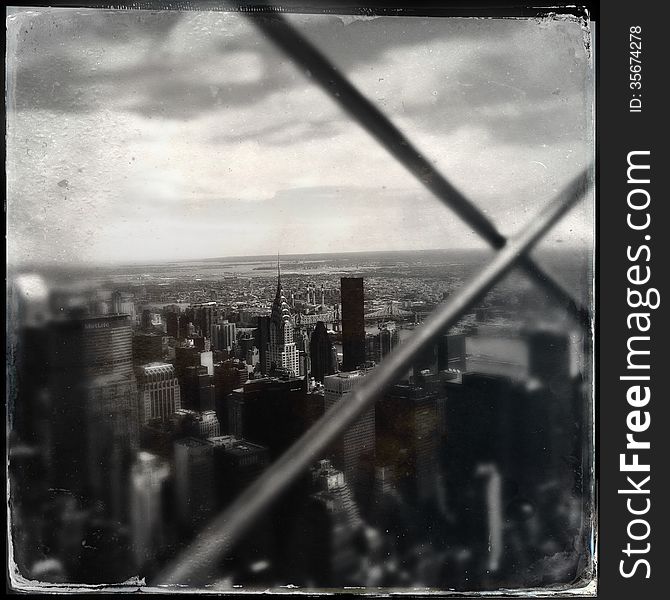 New York City on old retro photo