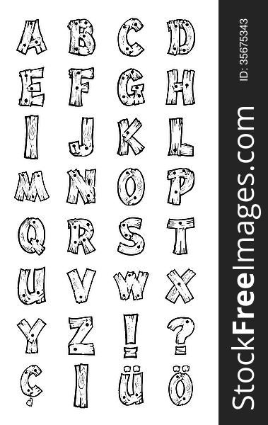 Alphabet letters on board formed from. Alphabet letters on board formed from