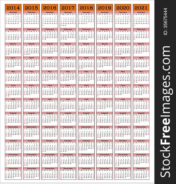 Single-column display dates from 2014 up to 2021. Single-column display dates from 2014 up to 2021