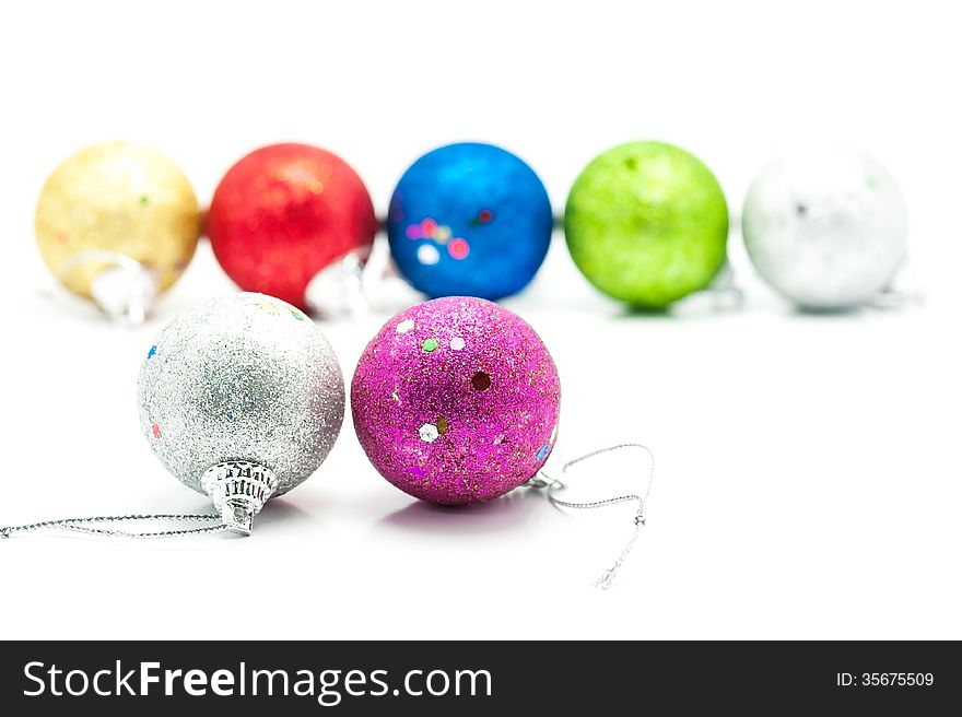 Christmas Balls on white background .