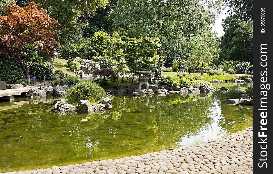 Landscape with pond in Saint James Park, London, England