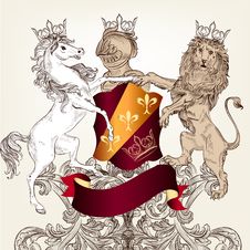 Design With Heraldic Horses In Vintage Style Royalty Free Stock Photos Design With Heraldic Horses In Vintage Style Royalty Free Stock Photos