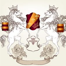 Design With Heraldic Horses In Vintage Style Royalty Free Stock Photography Design With Heraldic Horses In Vintage Style Royalty Free Stock Photography