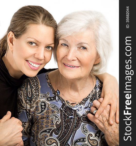 Happy senior women portrait together with granddaughter. Happy senior women portrait together with granddaughter