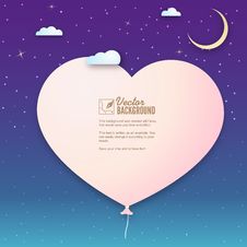 Paper Heart In The Clouds, Vector Background For Stock Images Paper Heart In The Clouds, Vector Background For Stock Images