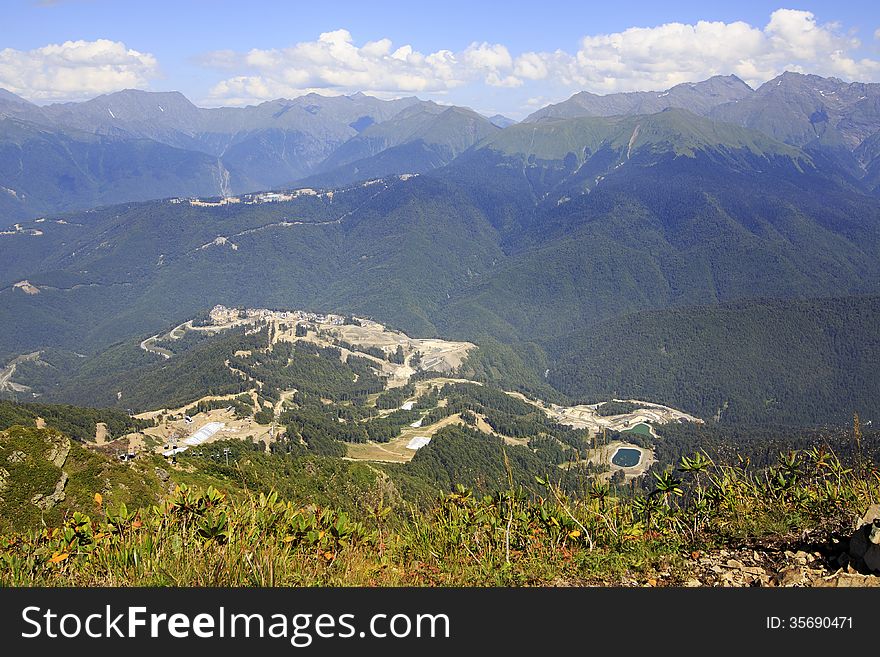 Olympic village in the mountains of Krasnaya Polyana