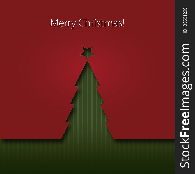 Abstract christmas tree, greeting card. Vector illustration.